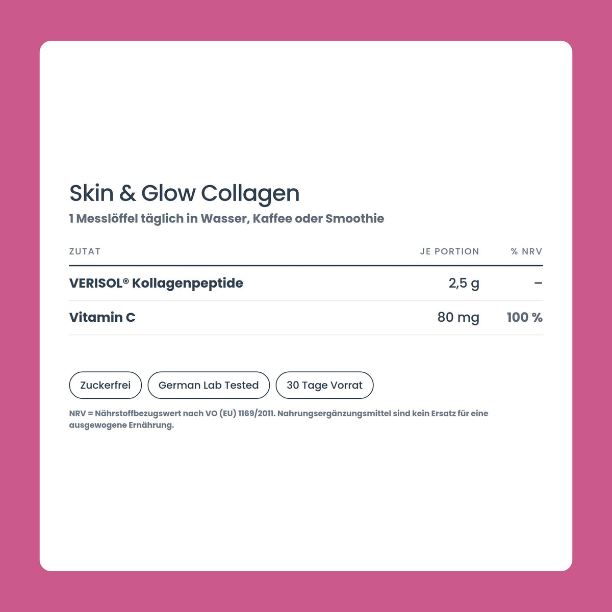 OhMy! Skin & Glow Collagen — Wirkstoffe je Portion