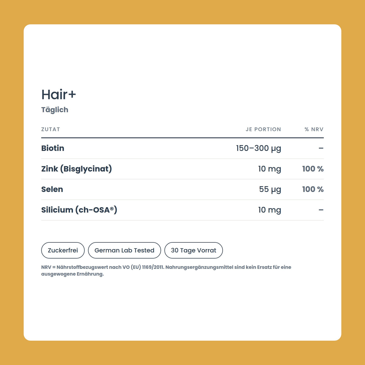 OhMy! Hair Gummies — Wirkstoffe je Portion
