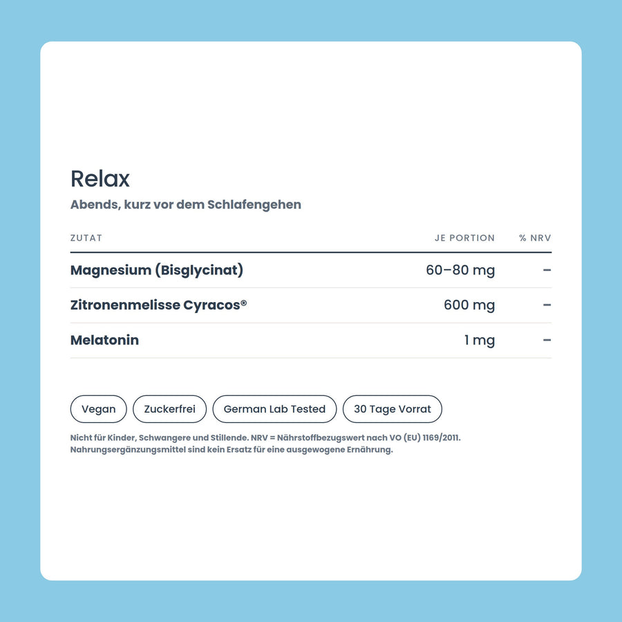 OhMy! Relax — Wirkstoffe je Portion